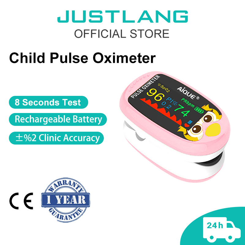 Pulse Oximeter Fingertip Rechargeable - Ossimetro Digitale JUSTLANG con Design Cartoon,