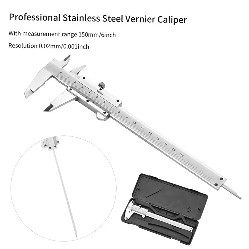 Digital Caliper 150Mm Stainless Steel - Calibro a corsoio professionale in acciaio